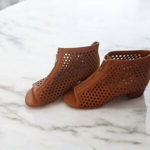 Brown Perforated Ankle Boots